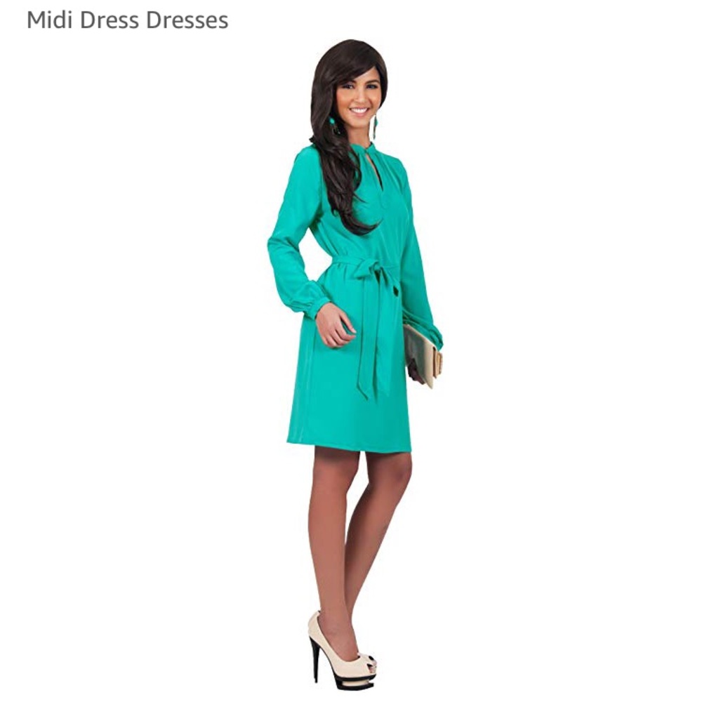 🛍Koh Koh Women Long Sleeve Semi Formal Midi Dress